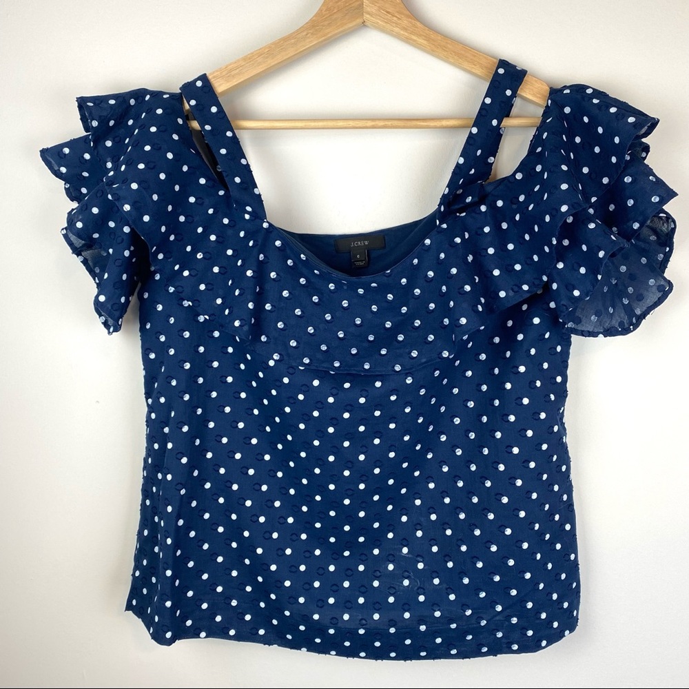J.Crew Polka-Dot Cold-Shoulder Top